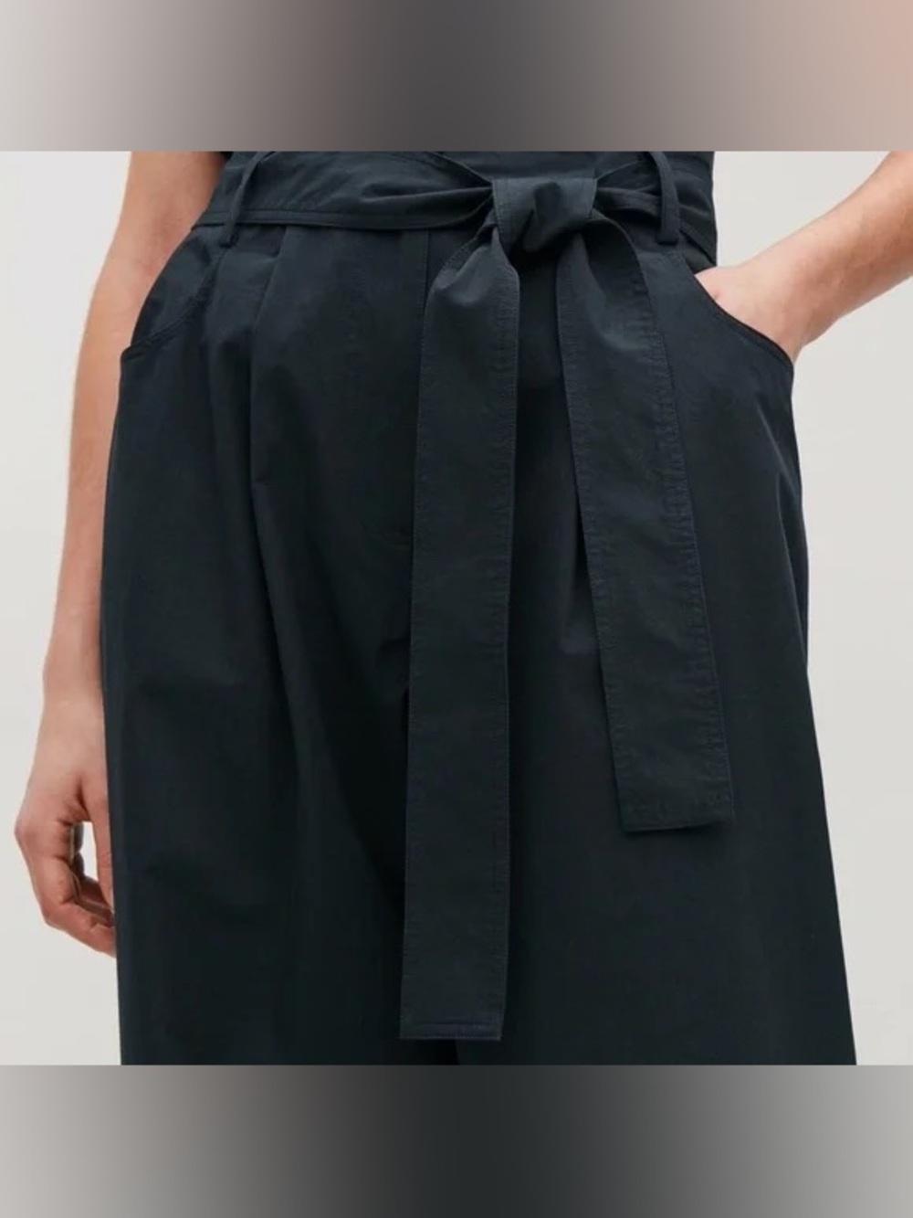 Athleta Black High-Waist Tie-Belt Wide-Leg Pants